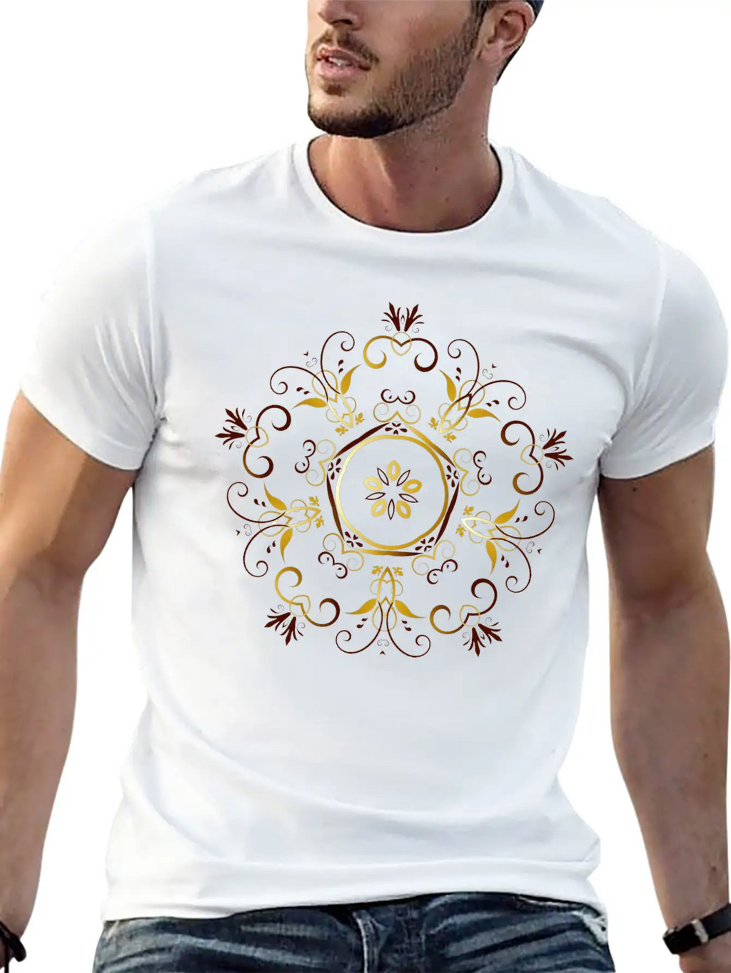 Flourishy Floral Design 17 Unisex Short Sleeve Soft Cotton T-Shirt – Casual Everyday Wear