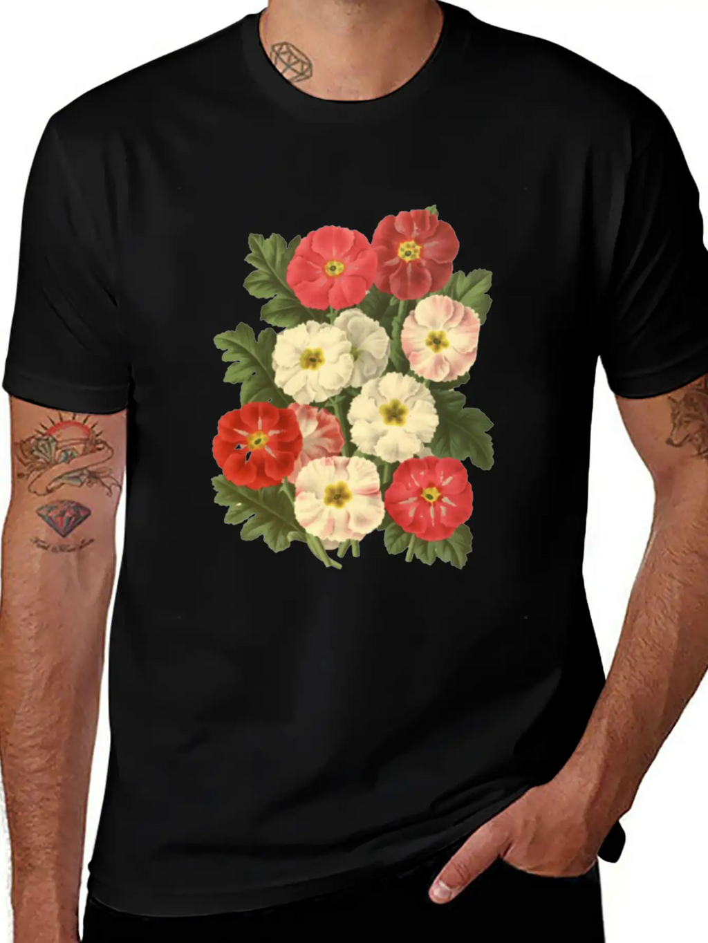 Flower Botanical Illustration Breathable Soft Cotton T-Shirt – Timeless Casual Look