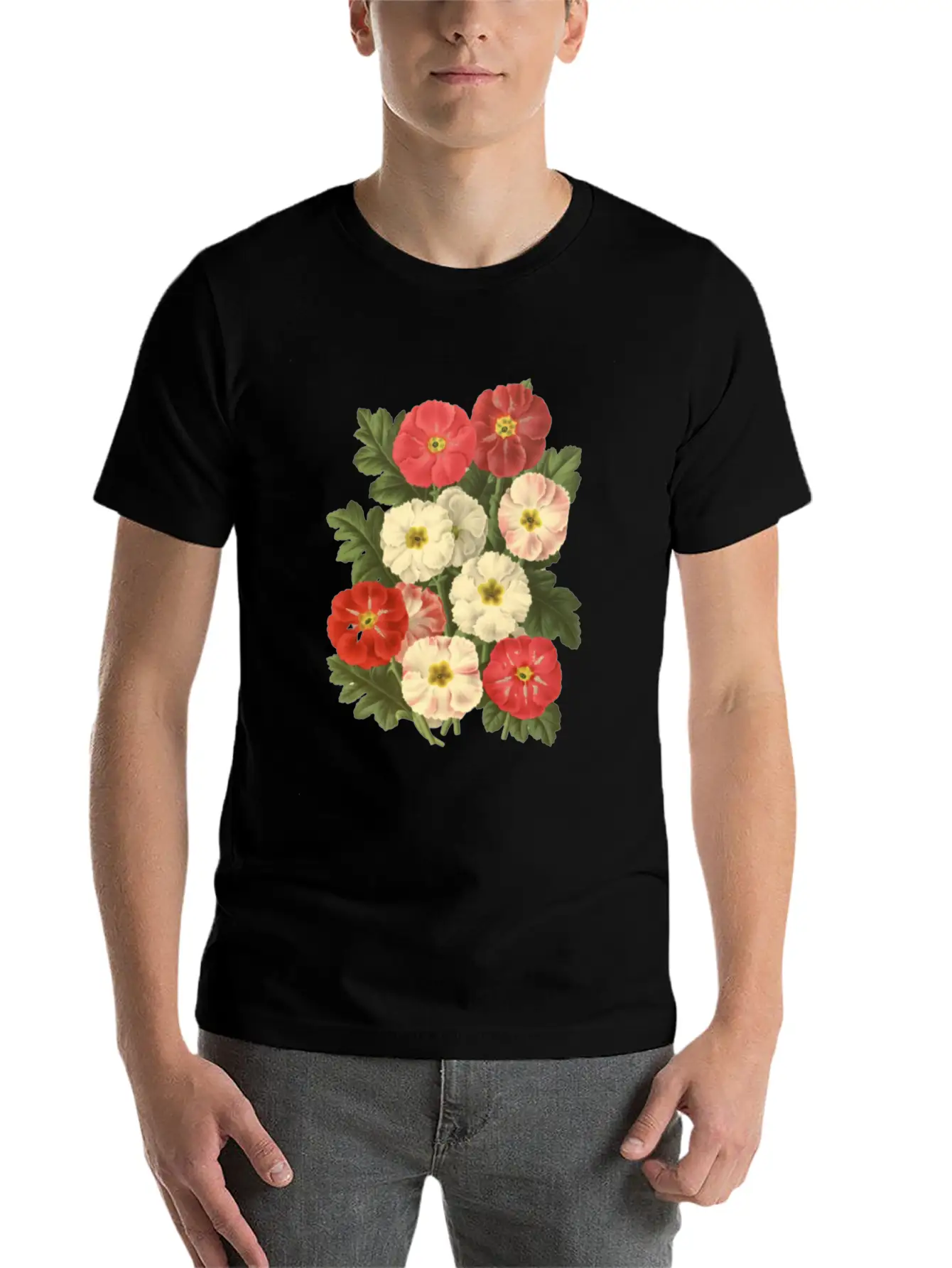 Flower Botanical Illustration Breathable Soft Cotton T-Shirt – Timeless Casual Look