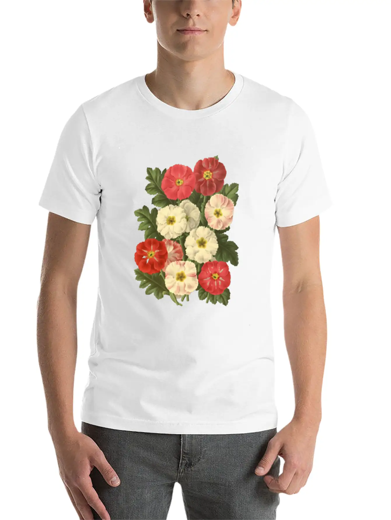 Flower Botanical Illustration Breathable Soft Cotton T-Shirt – Timeless Casual Look