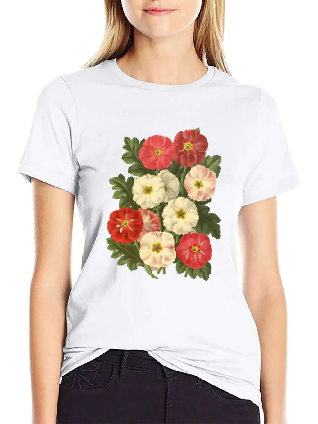 Flower Botanical Illustration Breathable Soft Cotton T-Shirt – Timeless Casual Look