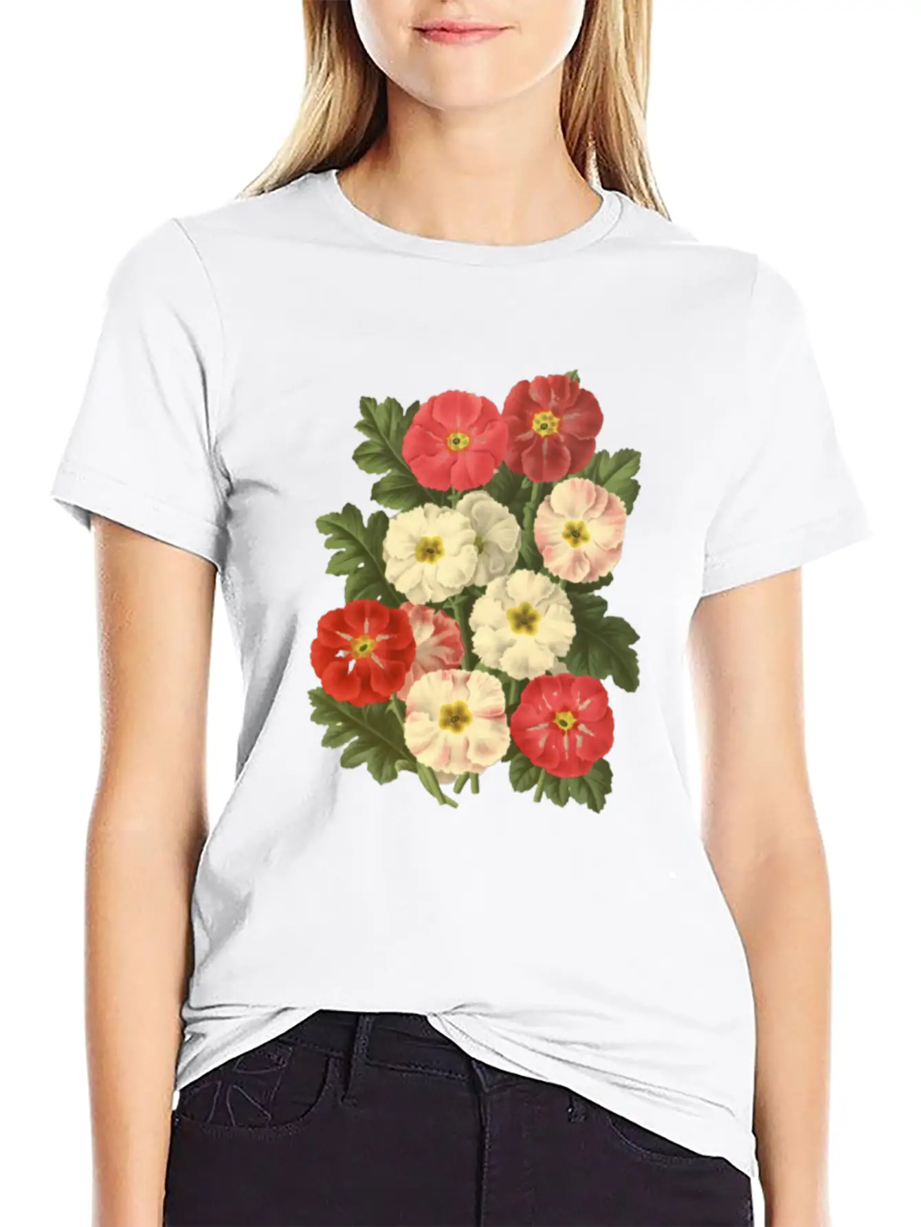 Flower Botanical Illustration Breathable Soft Cotton T-Shirt – Timeless Casual Look