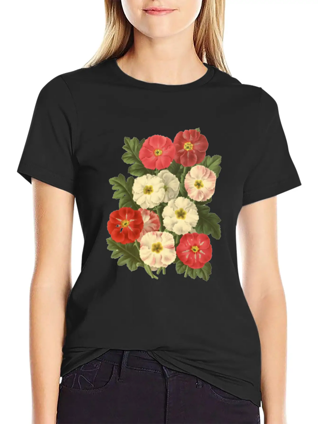 Flower Botanical Illustration Breathable Soft Cotton T-Shirt – Timeless Casual Look