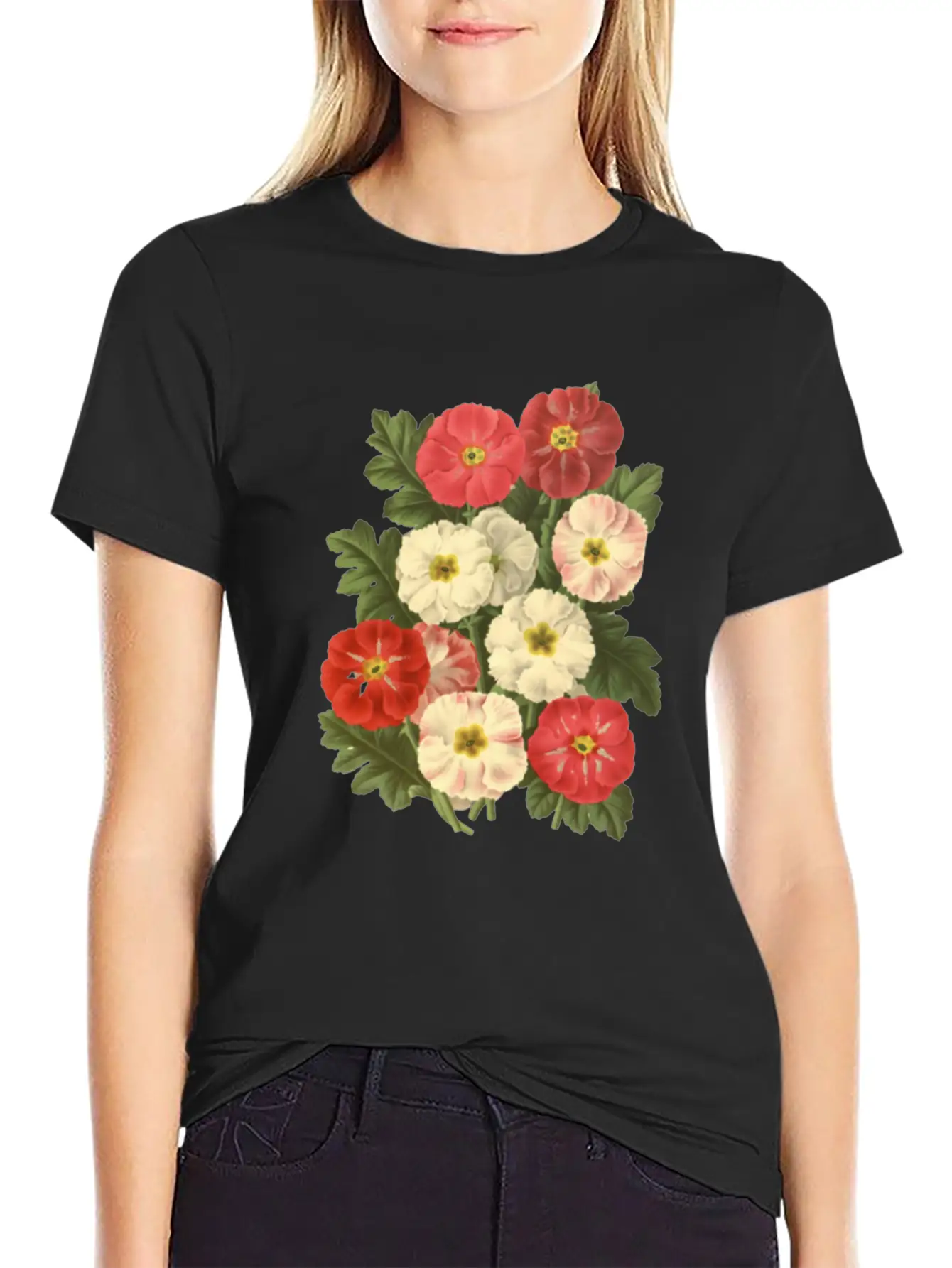 Flower Botanical Illustration Breathable Soft Cotton T-Shirt – Timeless Casual Look