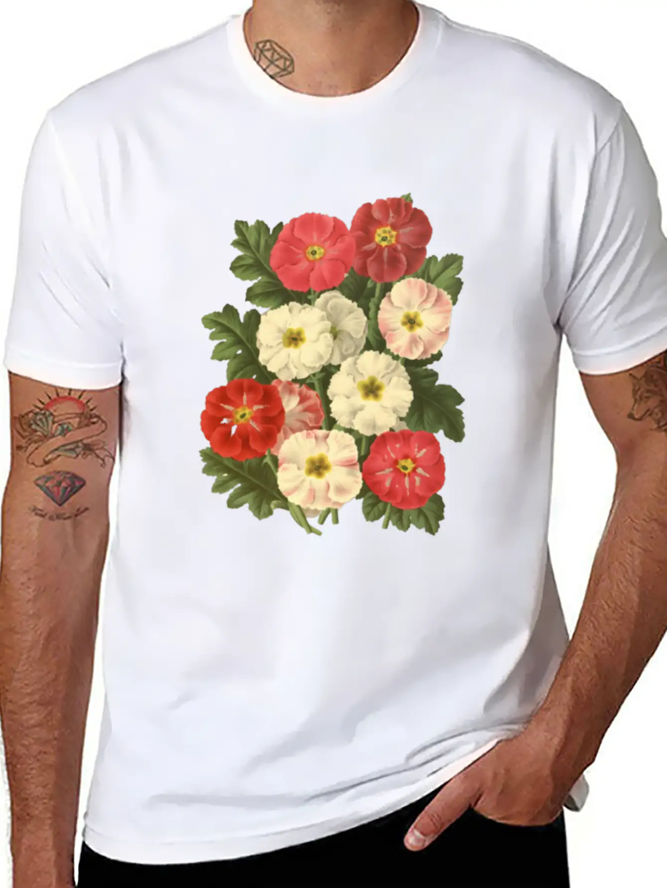Flower Botanical Illustration Breathable Soft Cotton T-Shirt – Timeless Casual Look