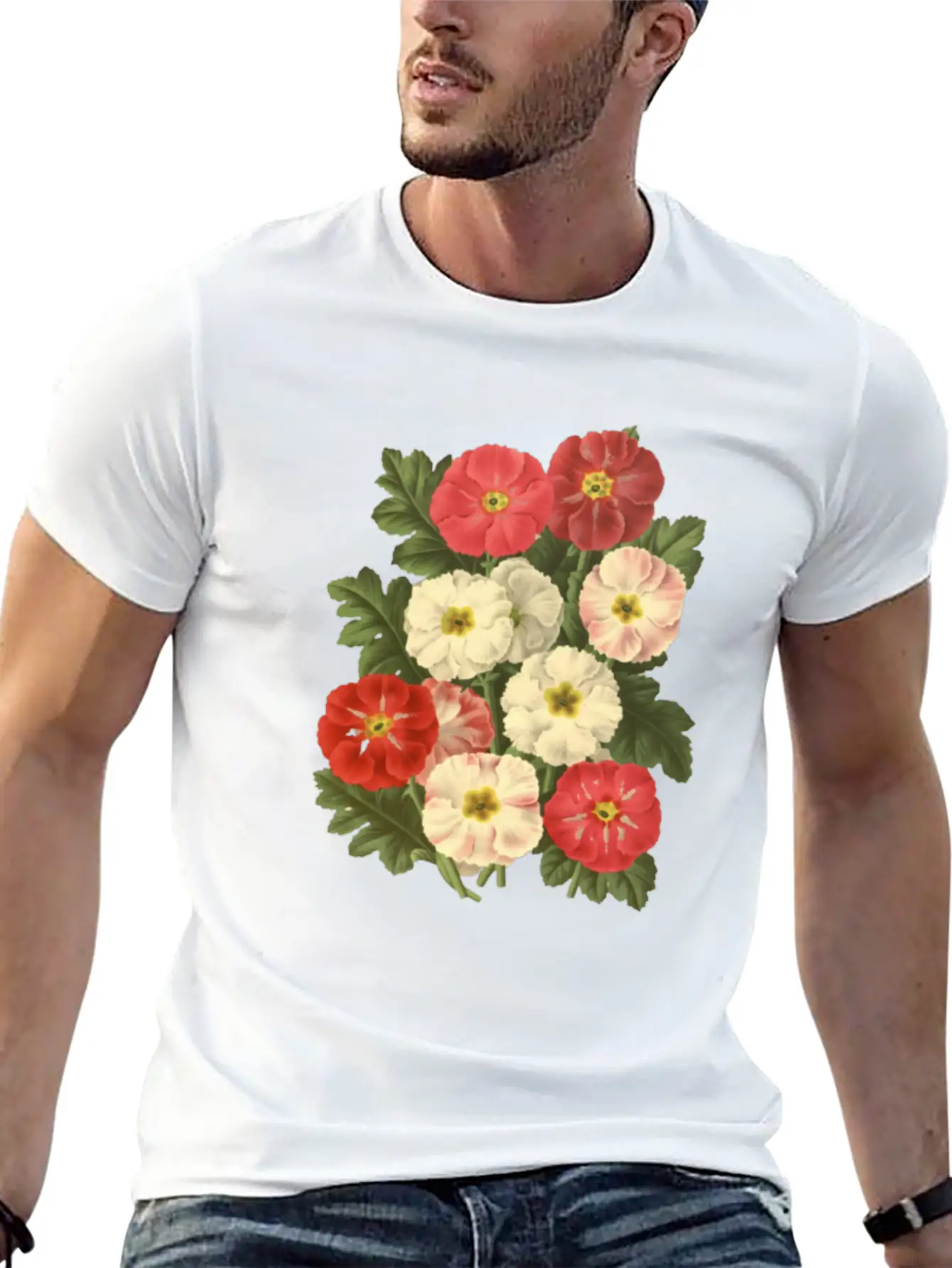 Flower Botanical Illustration Breathable Soft Cotton T-Shirt – Timeless Casual Look