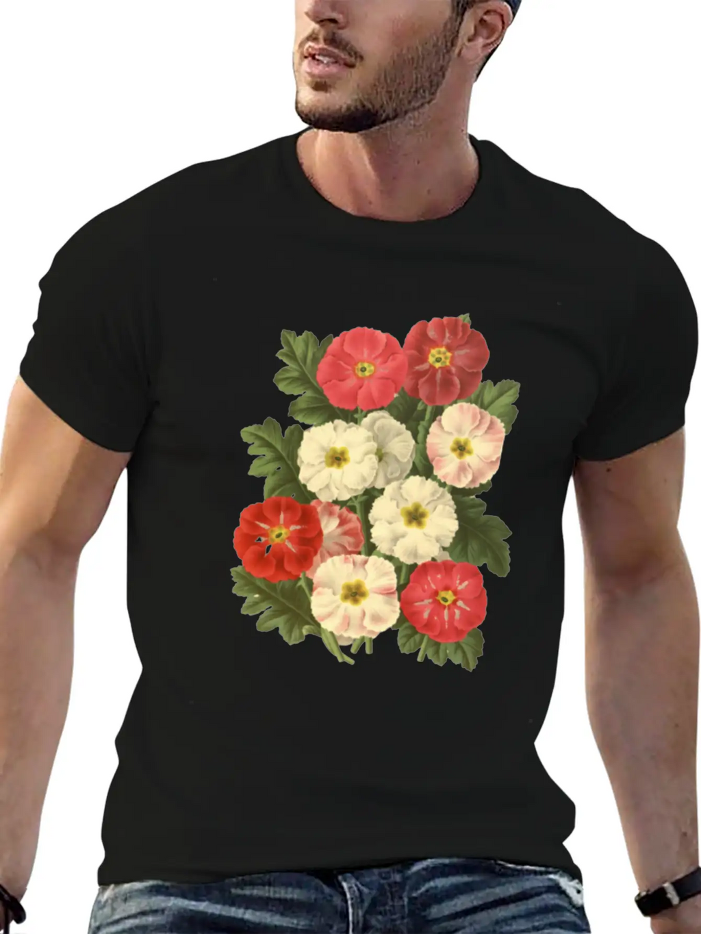 Flower Botanical Illustration Breathable Soft Cotton T-Shirt – Timeless Casual Look