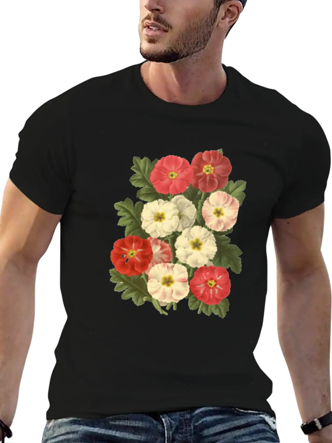 Flower Botanical Illustration Breathable Soft Cotton T-Shirt – Timeless Casual Look