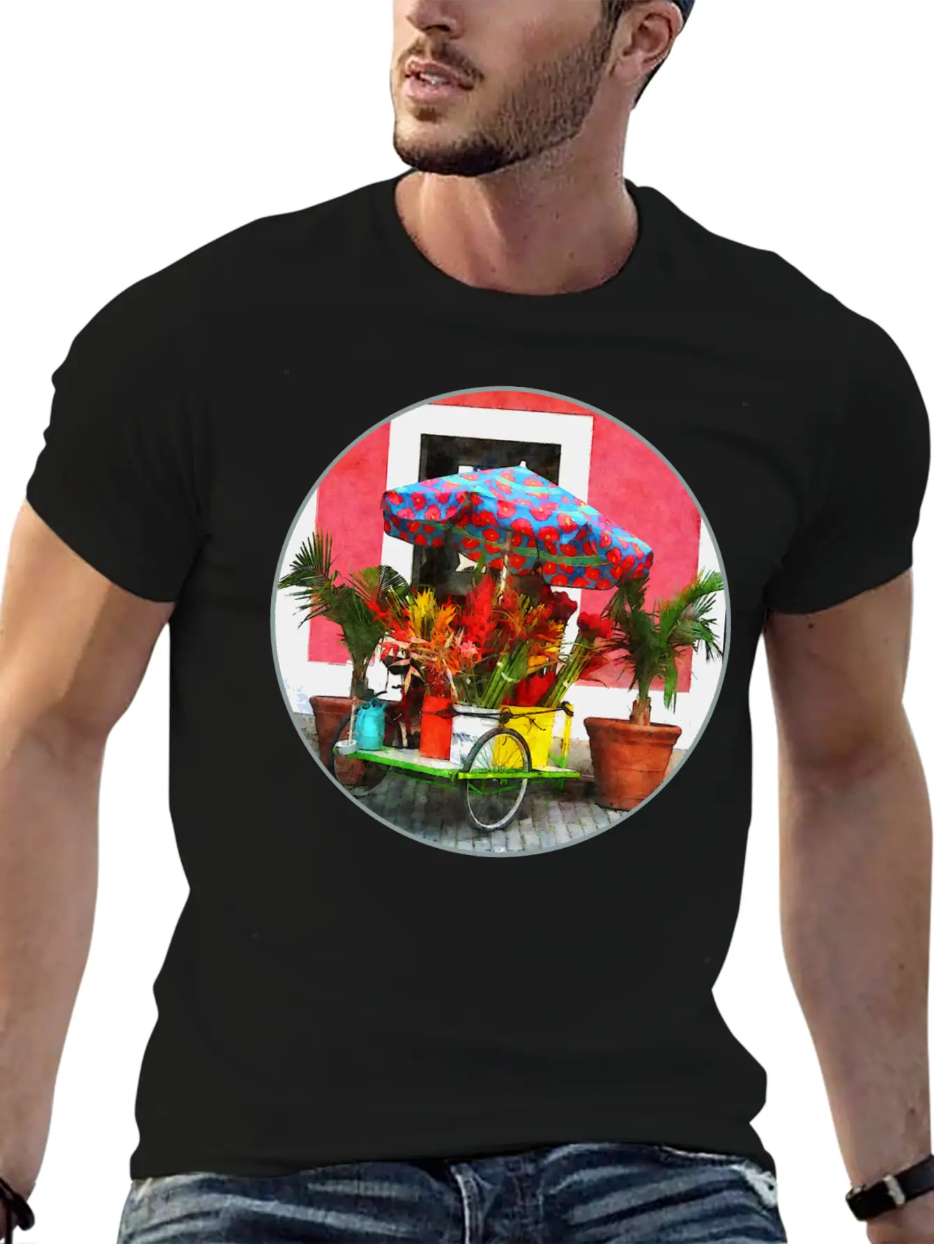 Flower Cart San Juan, Puerto Rico Unisex Casual T-Shirt – Clean Design For Daily Comfort