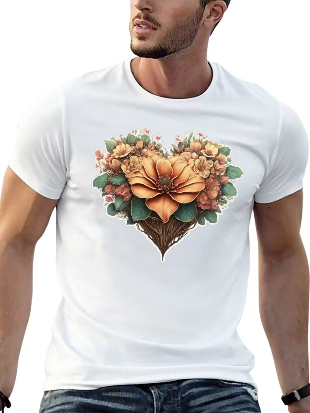 Flower Heart. Valentine's Day Unisex Casual T-Shirt – Clean Design For Daily Comfort