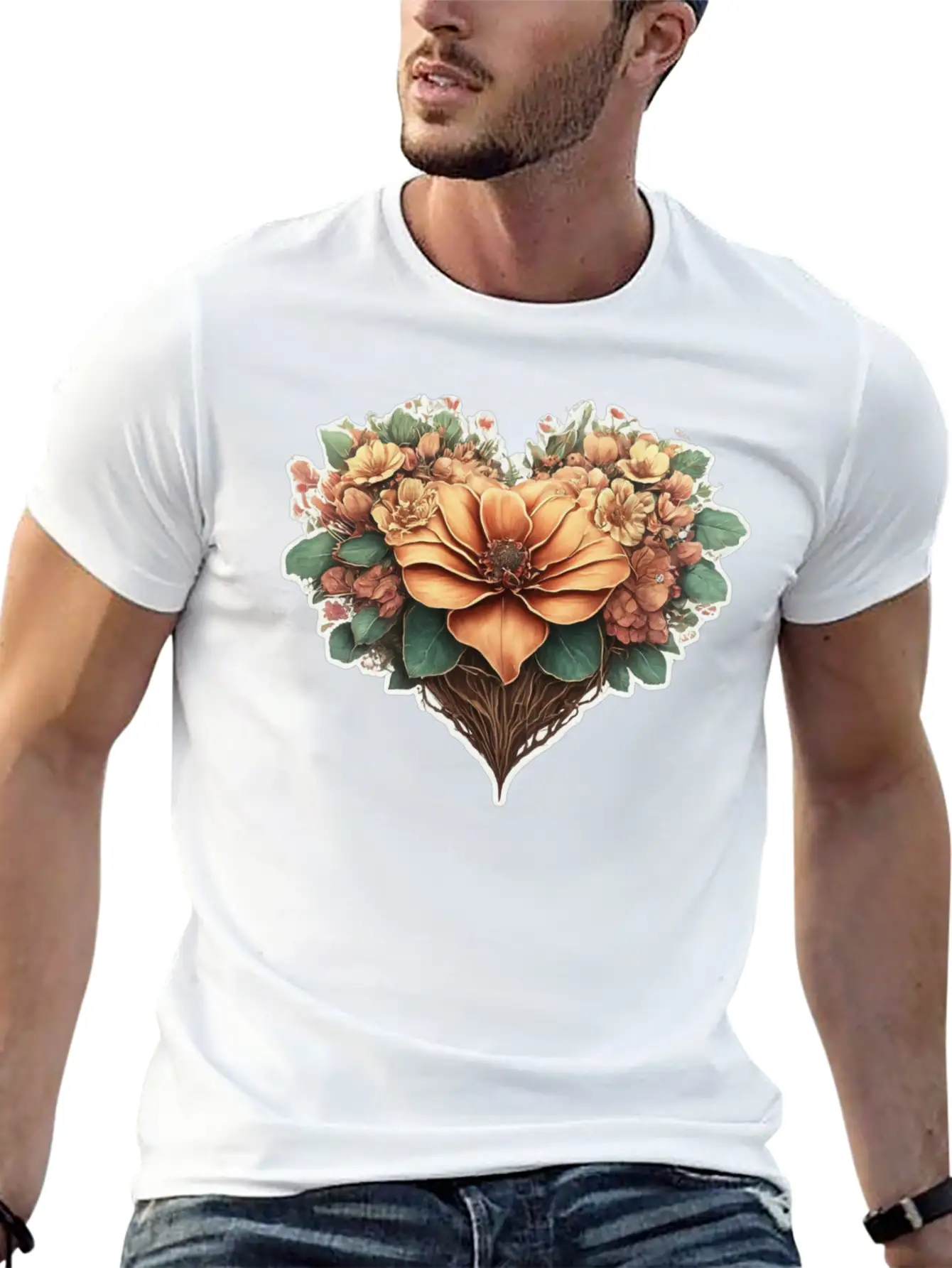 Flower Heart. Valentine's Day Unisex Casual T-Shirt – Clean Design For Daily Comfort