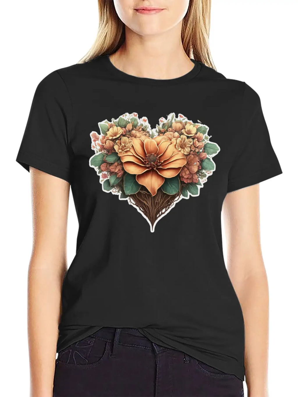 Flower Heart. Valentine's Day Unisex Casual T-Shirt – Clean Design For Daily Comfort