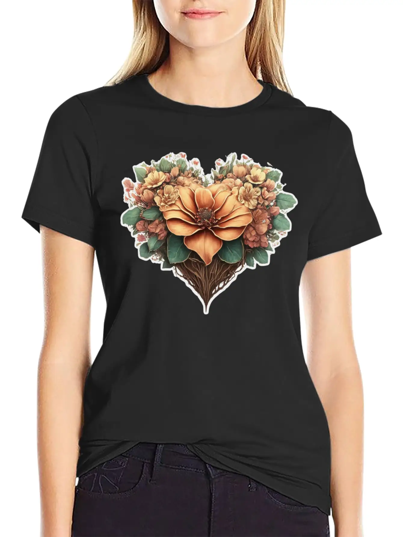 Flower Heart. Valentine's Day Unisex Casual T-Shirt – Clean Design For Daily Comfort