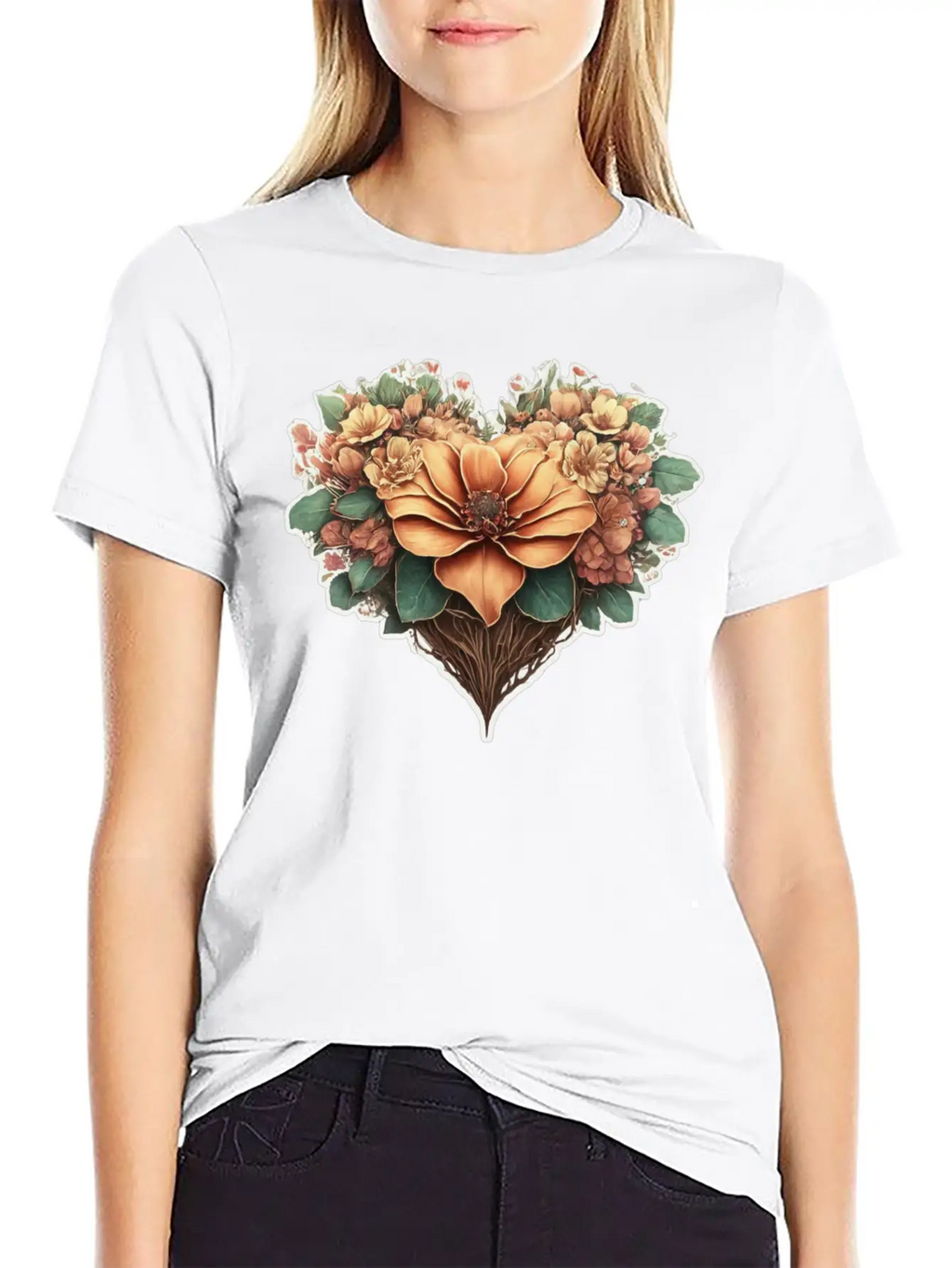 Flower Heart. Valentine's Day Unisex Casual T-Shirt – Clean Design For Daily Comfort