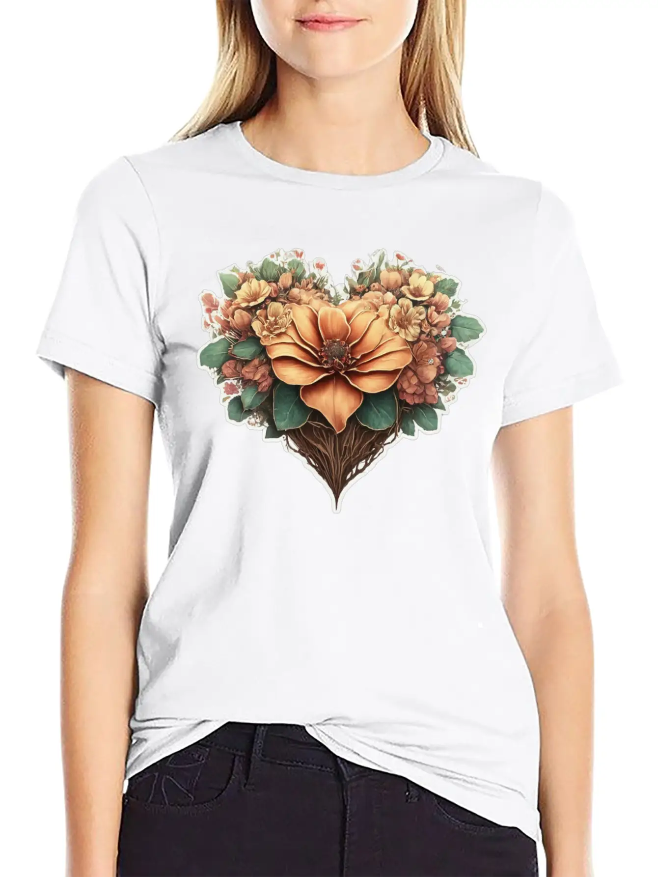 Flower Heart. Valentine's Day Unisex Casual T-Shirt – Clean Design For Daily Comfort