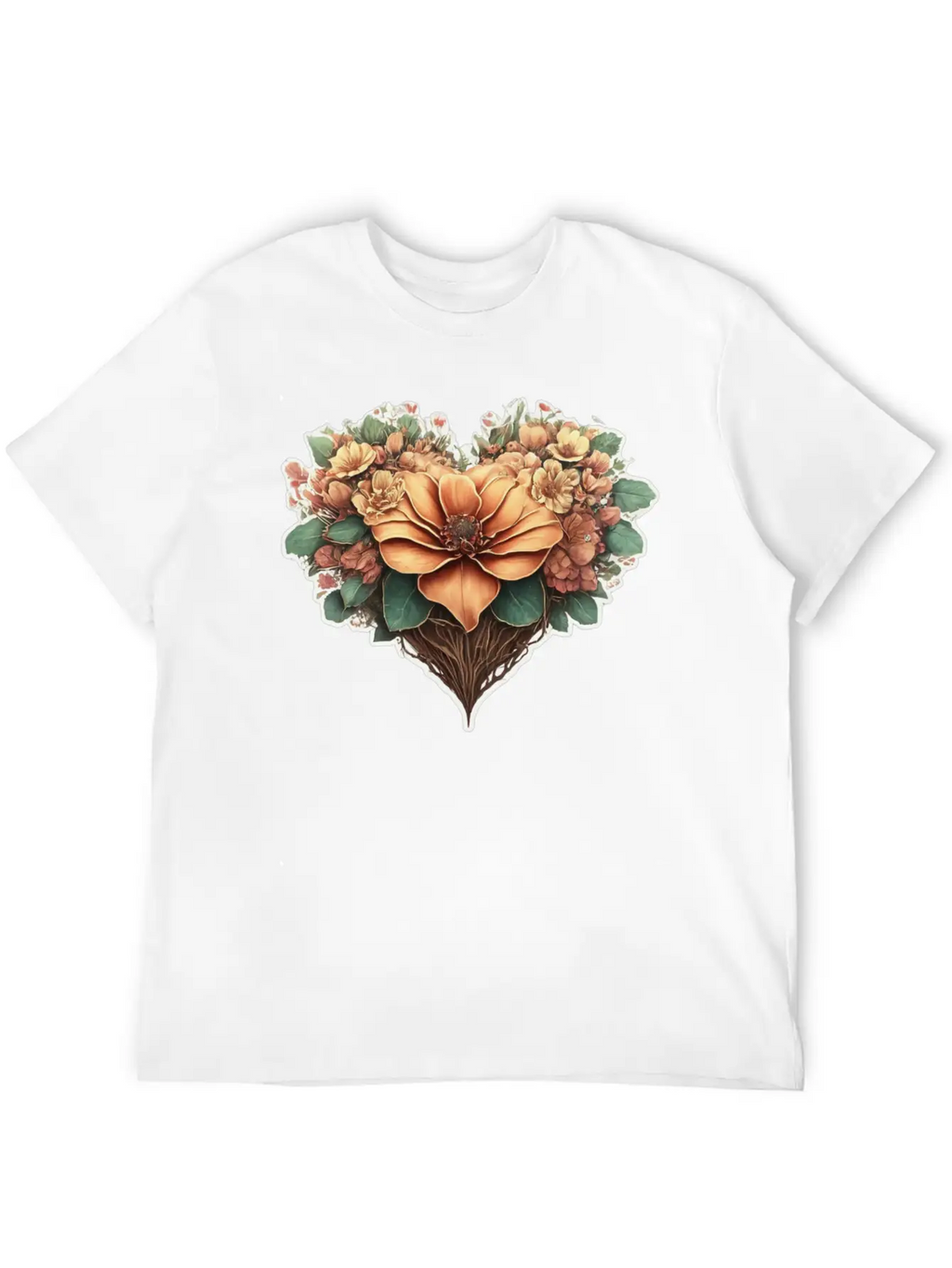 Flower Heart. Valentine's Day Unisex Casual T-Shirt – Clean Design For Daily Comfort