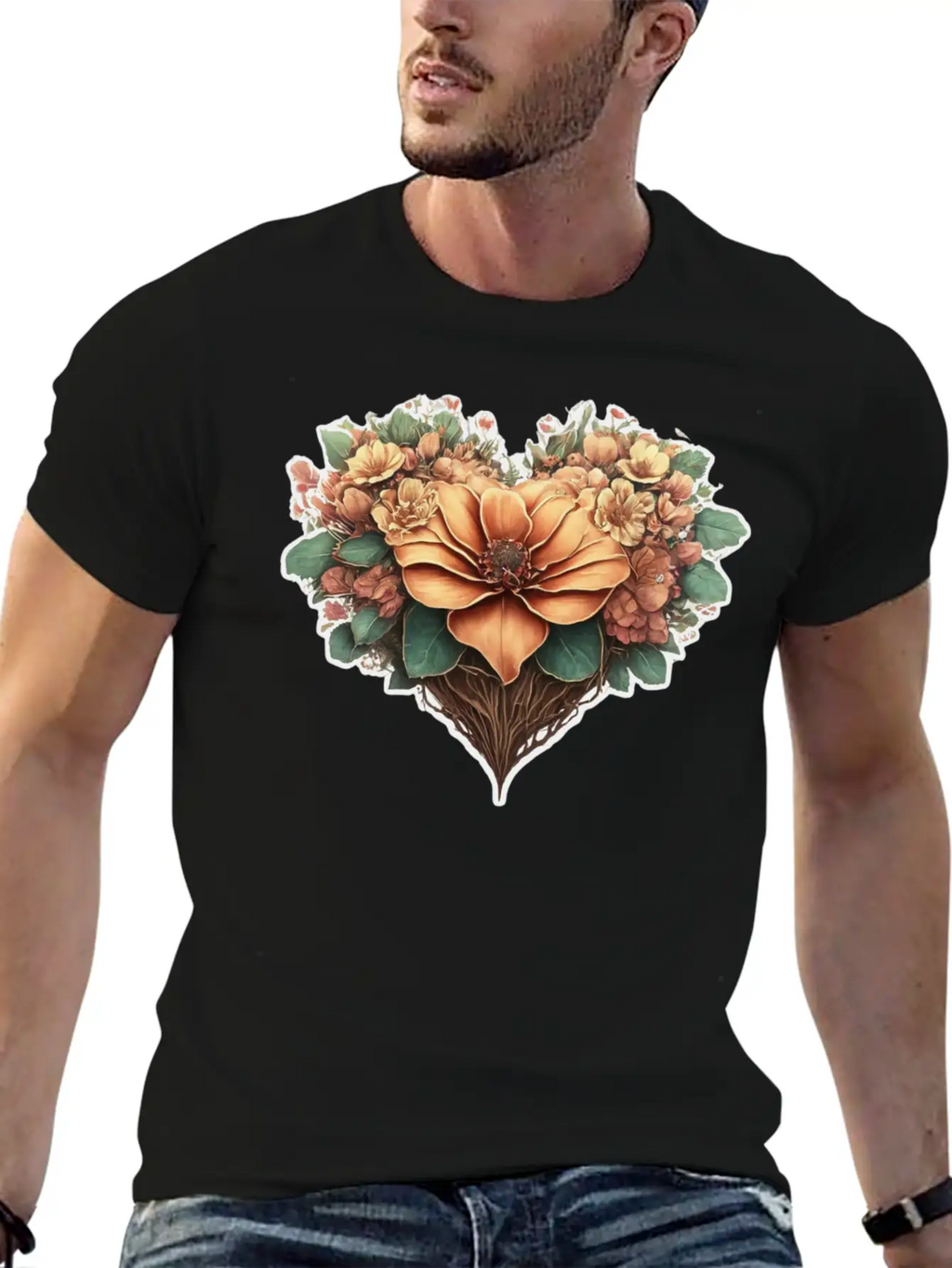 Flower Heart. Valentine's Day Unisex Casual T-Shirt – Clean Design For Daily Comfort