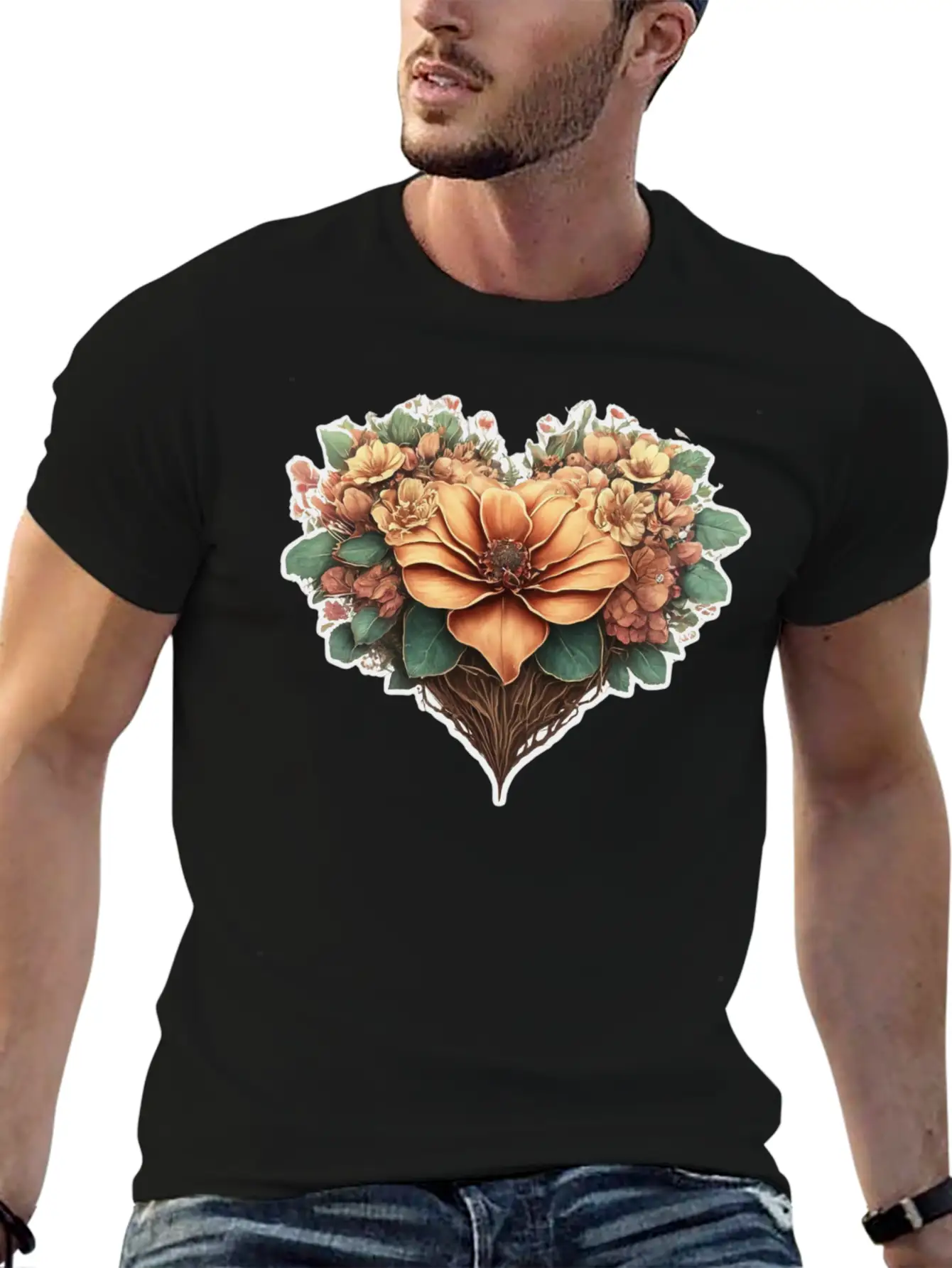 Flower Heart. Valentine's Day Unisex Casual T-Shirt – Clean Design For Daily Comfort