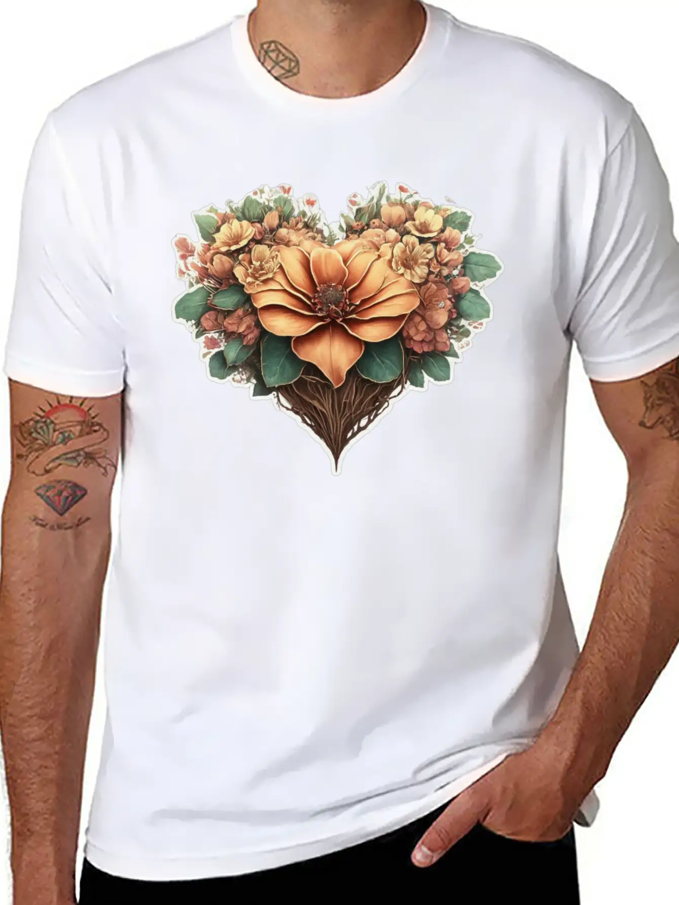 Flower Heart. Valentine's Day Unisex Casual T-Shirt – Clean Design For Daily Comfort