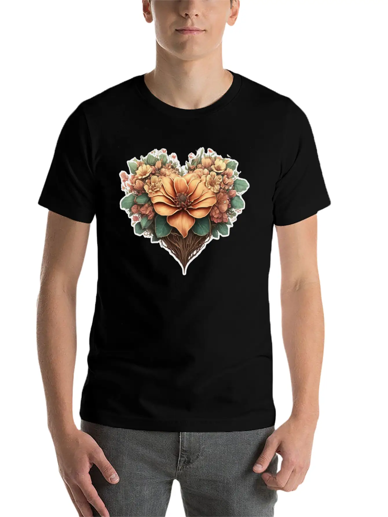 Flower Heart. Valentine's Day Unisex Casual T-Shirt – Clean Design For Daily Comfort