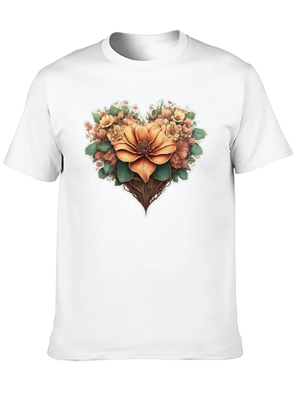 Flower Heart. Valentine's Day Unisex Casual T-Shirt – Clean Design For Daily Comfort