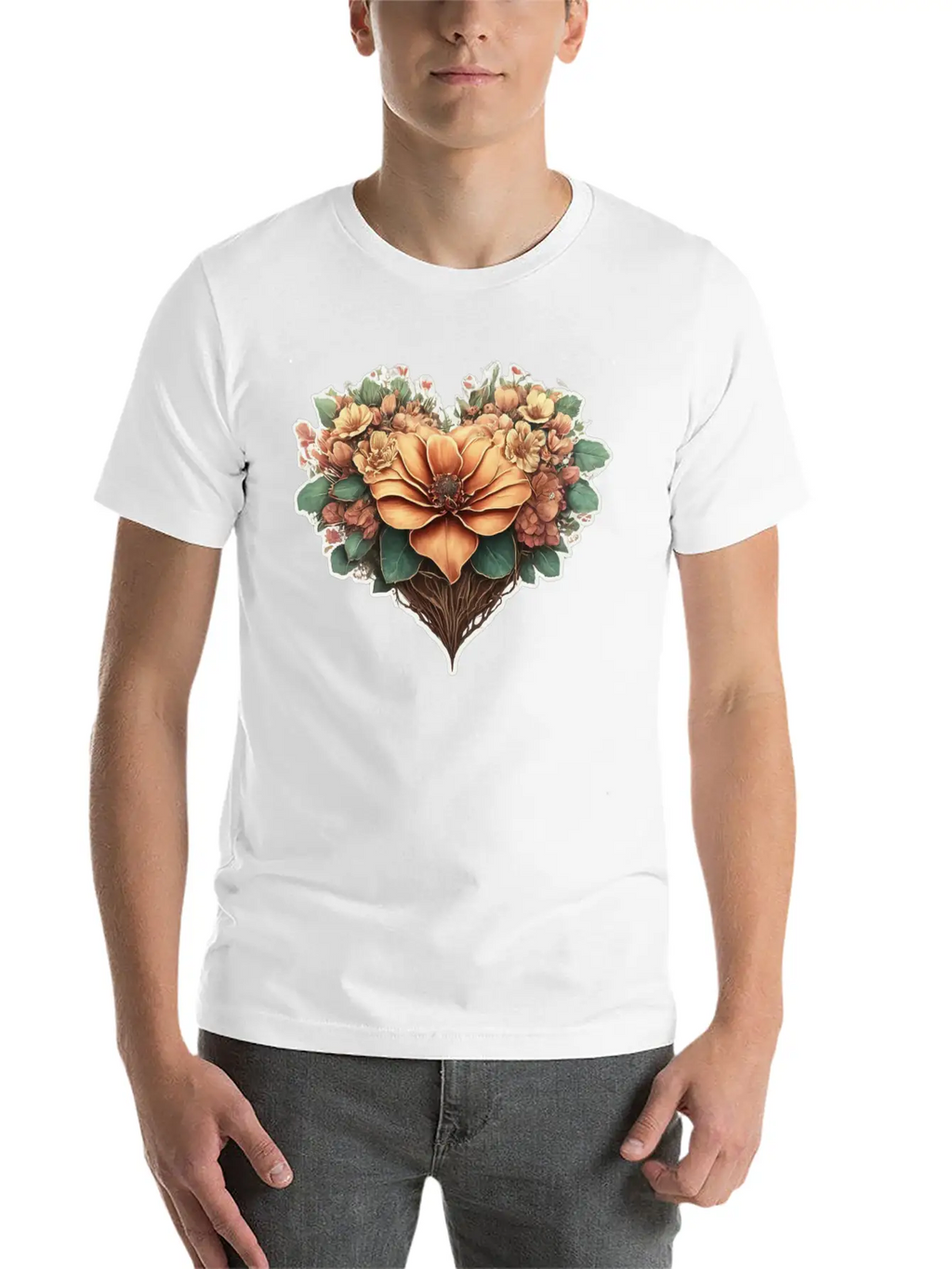 Flower Heart. Valentine's Day Unisex Casual T-Shirt – Clean Design For Daily Comfort