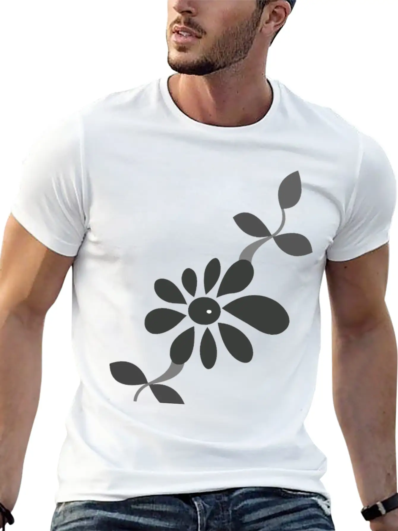 Flower Style Classic Fit Graphic Tee For Daily Comfort – Unisex Cotton Shirt