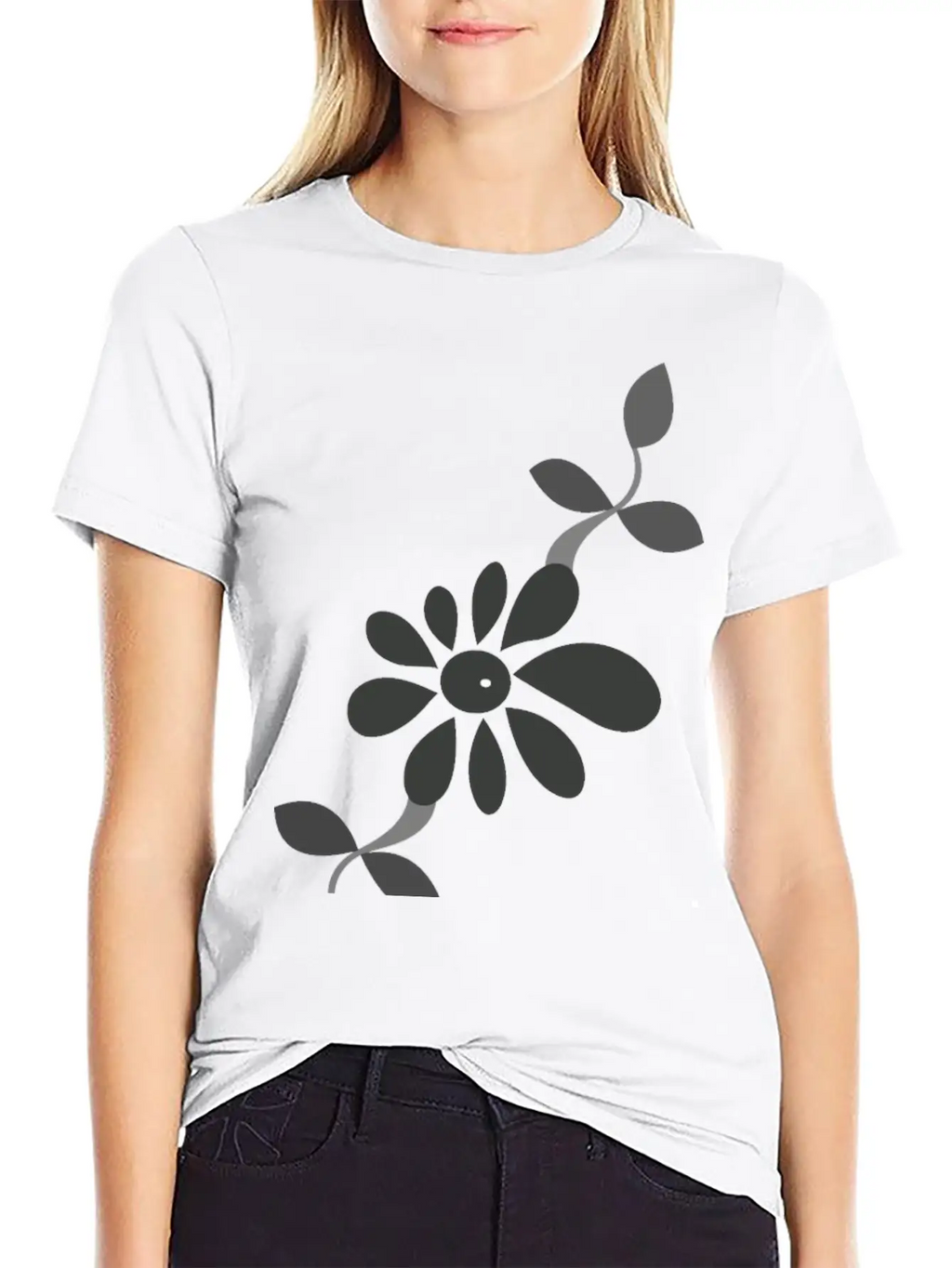 Flower Style Classic Fit Graphic Tee For Daily Comfort – Unisex Cotton Shirt