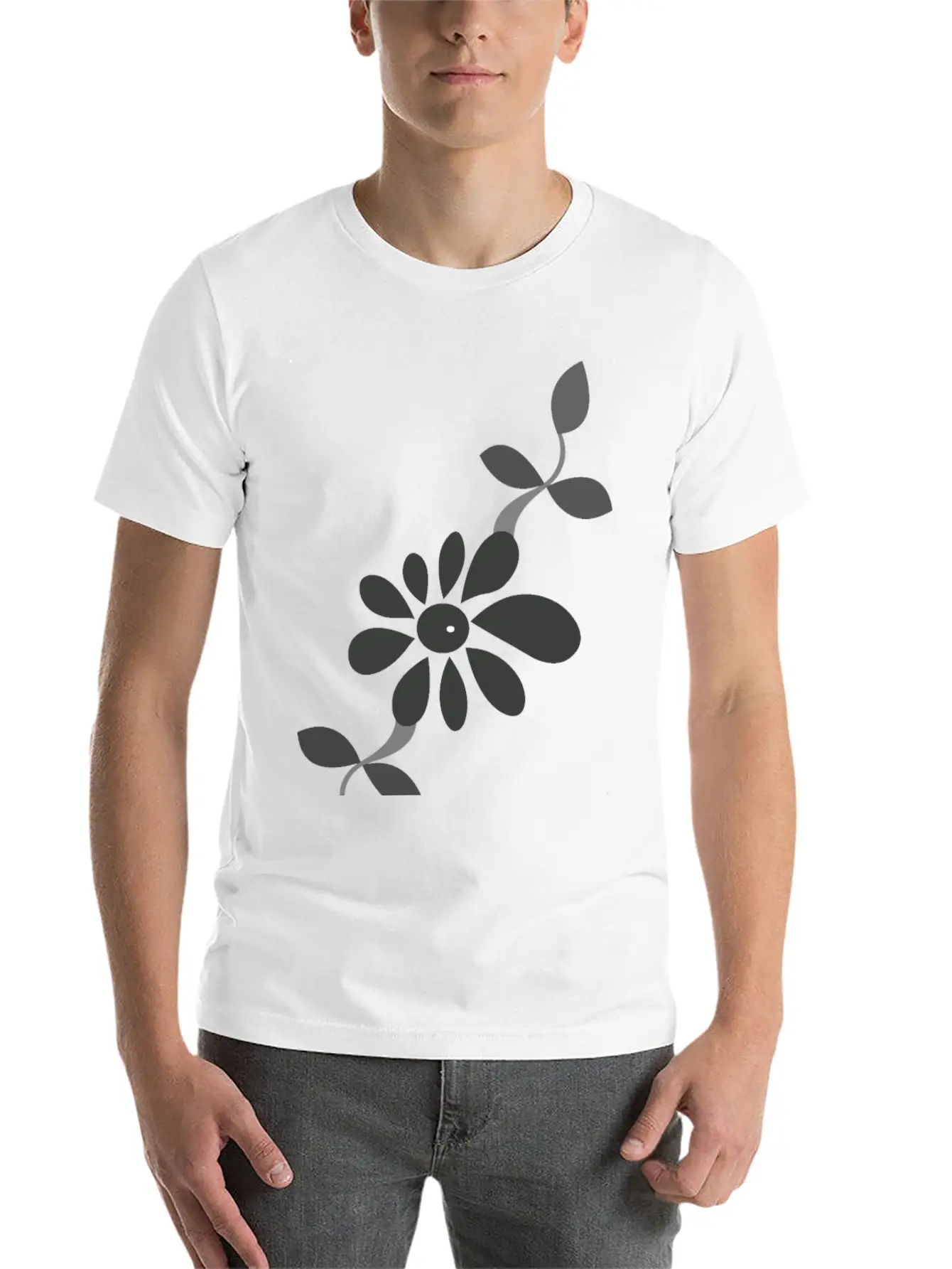 Flower Style Classic Fit Graphic Tee For Daily Comfort – Unisex Cotton Shirt