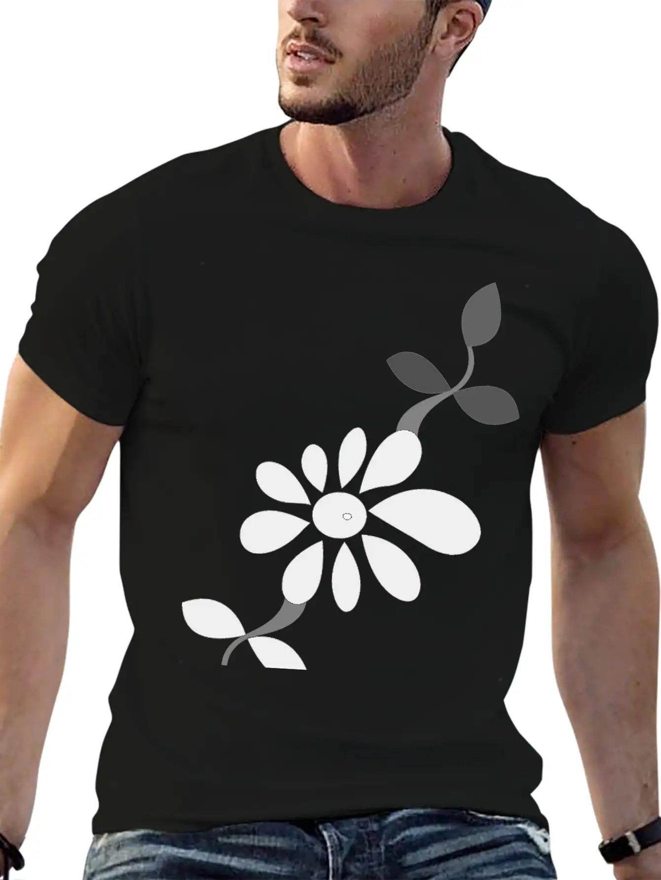 Flower Style Classic Fit Graphic Tee For Daily Comfort – Unisex Cotton Shirt