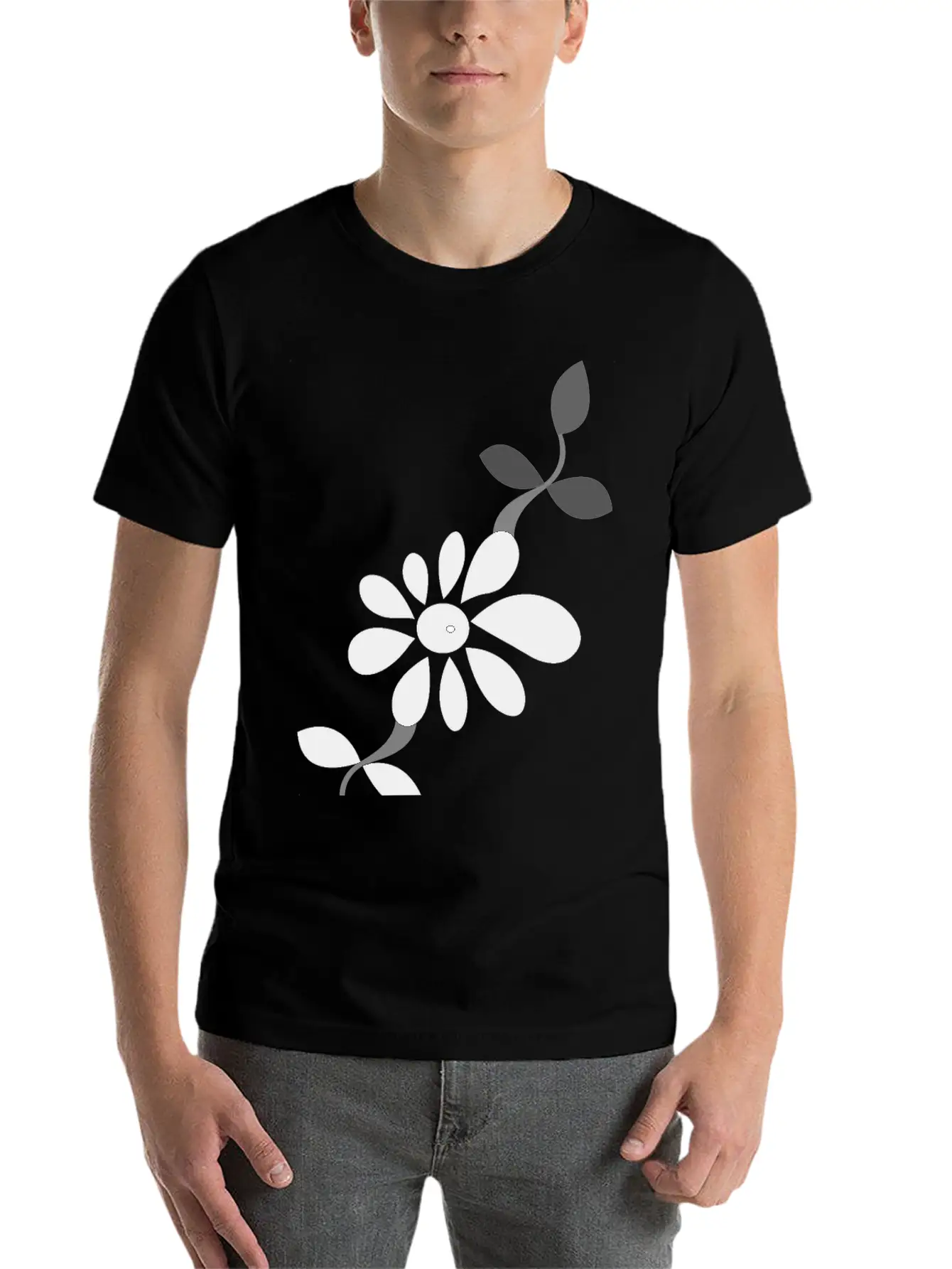 Flower Style Classic Fit Graphic Tee For Daily Comfort – Unisex Cotton Shirt