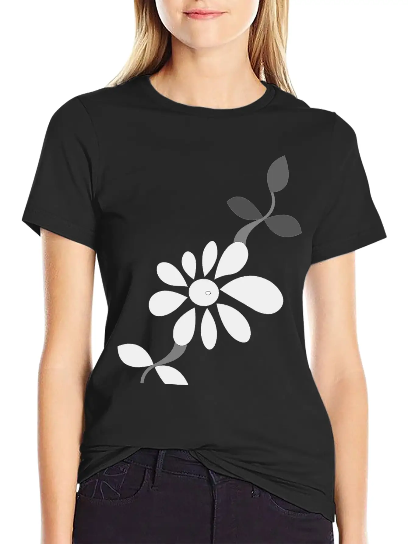 Flower Style Classic Fit Graphic Tee For Daily Comfort – Unisex Cotton Shirt