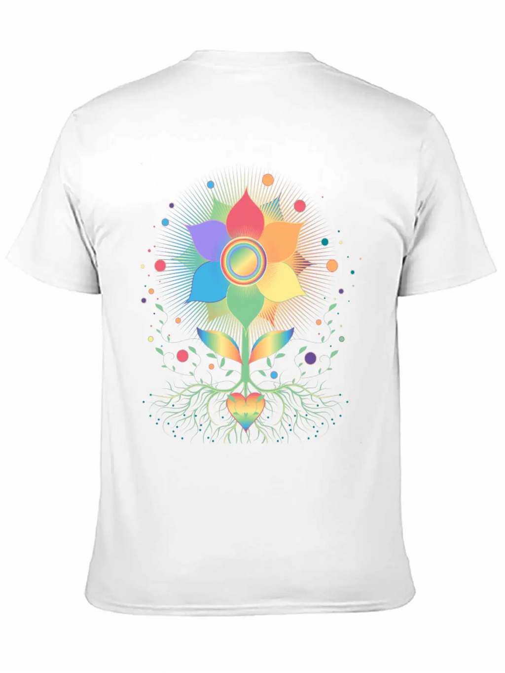 Flower With Root And Rainbow Symbol For Pride Unisex Casual T-Shirt – Clean Design For Daily Comfort