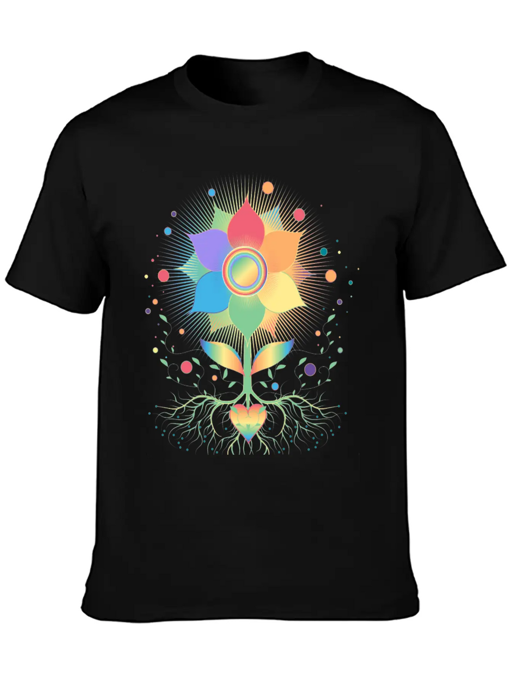 Flower With Root And Rainbow Symbol For Pride Unisex Casual T-Shirt – Clean Design For Daily Comfort