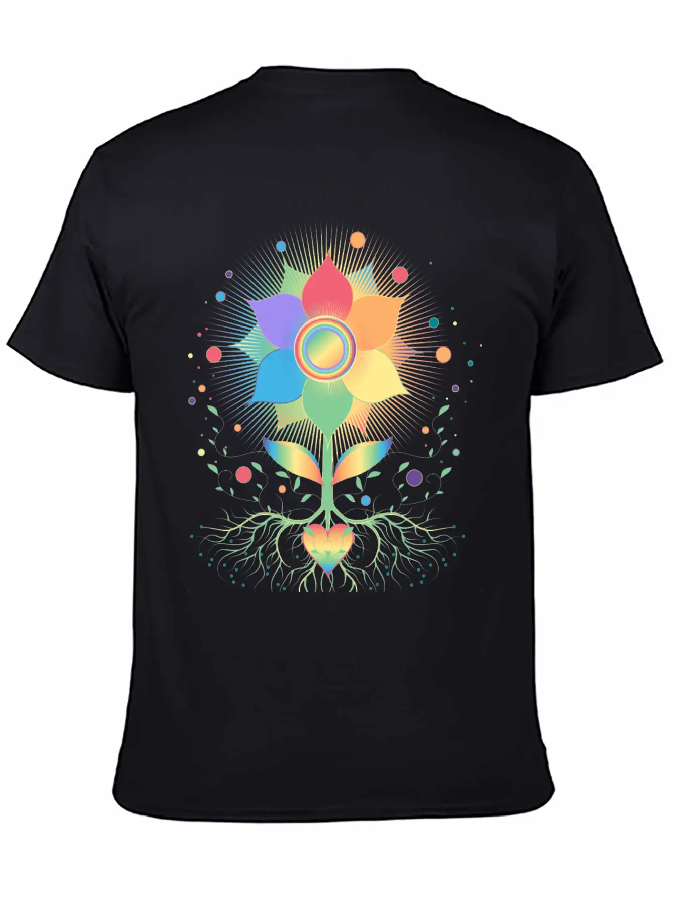 Flower With Root And Rainbow Symbol For Pride Unisex Casual T-Shirt – Clean Design For Daily Comfort