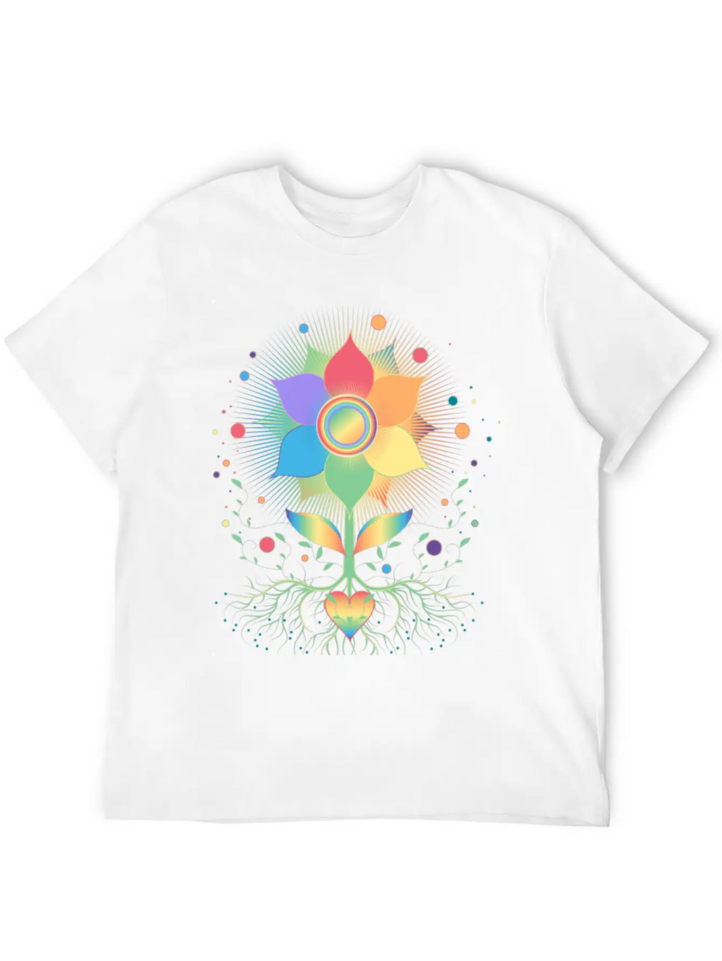 Flower With Root And Rainbow Symbol For Pride Unisex Casual T-Shirt – Clean Design For Daily Comfort