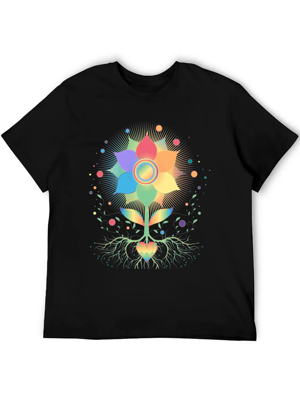 Flower With Root And Rainbow Symbol For Pride Unisex Casual T-Shirt – Clean Design For Daily Comfort