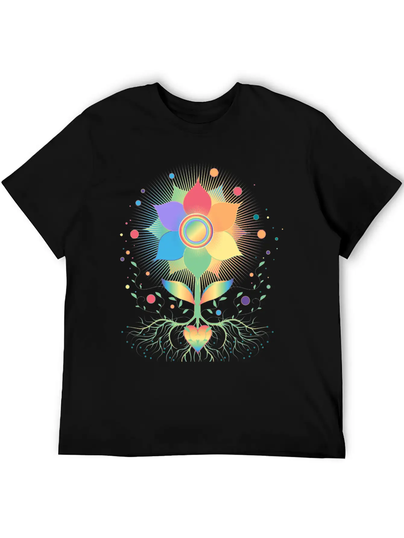 Flower With Root And Rainbow Symbol For Pride Unisex Casual T-Shirt – Clean Design For Daily Comfort