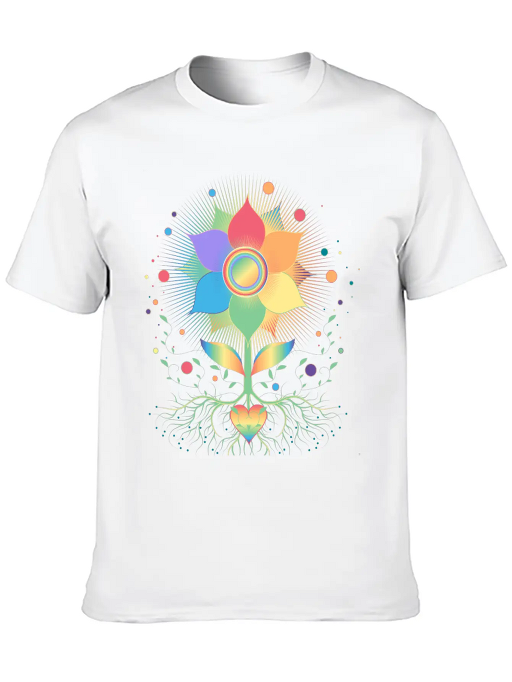 Flower With Root And Rainbow Symbol For Pride Unisex Casual T-Shirt – Clean Design For Daily Comfort