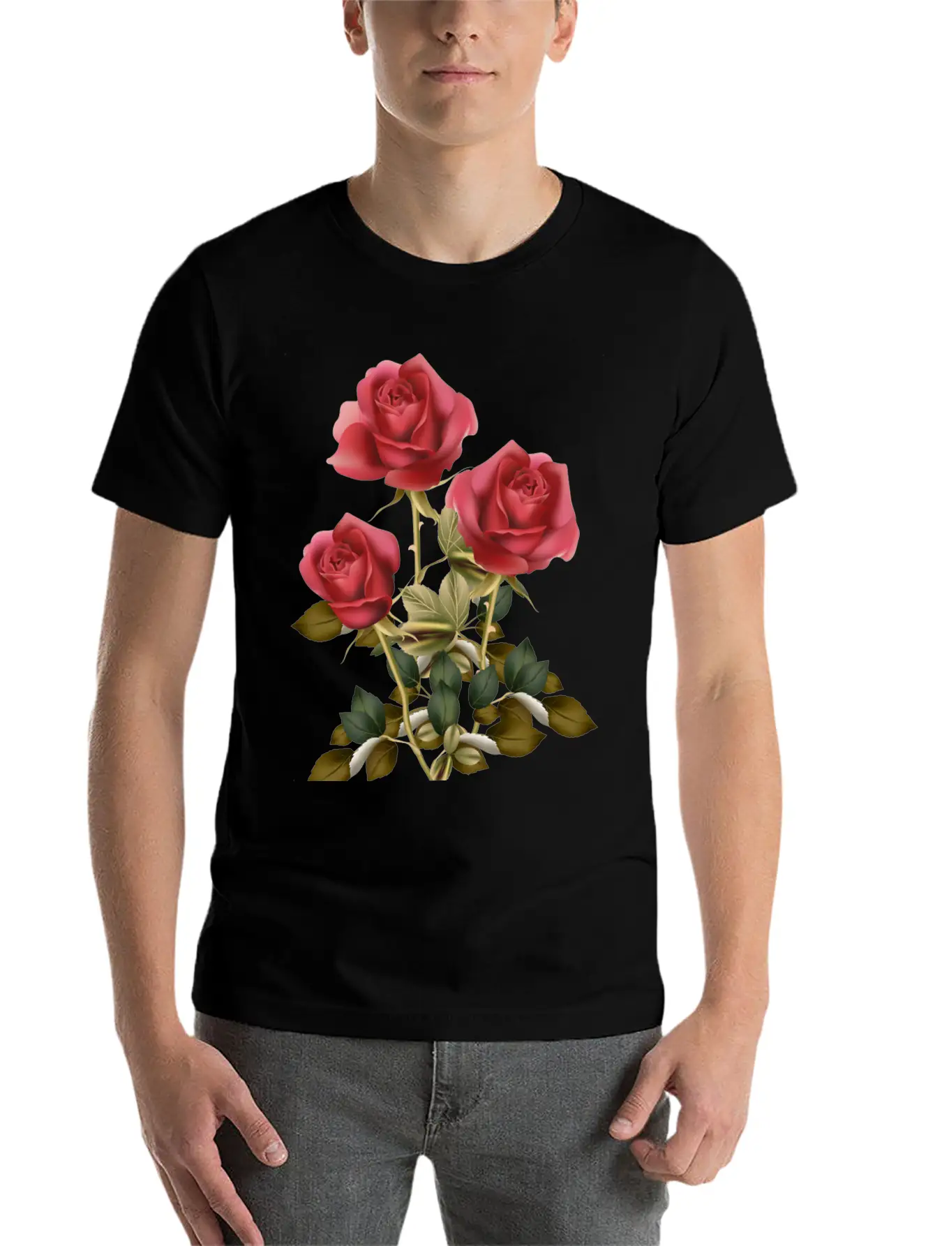 Flowers Roses Unisex Casual T-Shirt – Clean Design For Daily Comfort