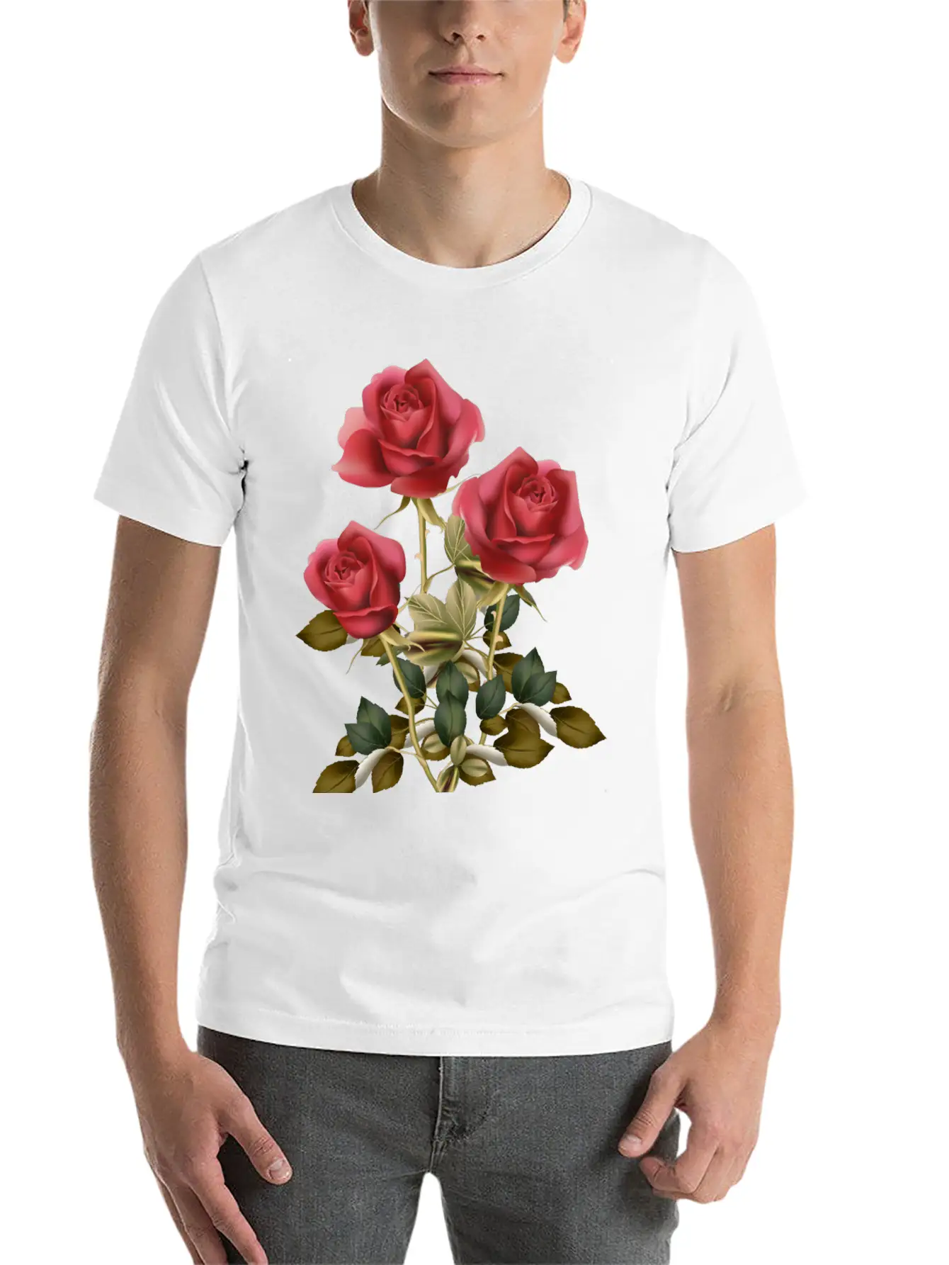 Flowers Roses Unisex Casual T-Shirt – Clean Design For Daily Comfort