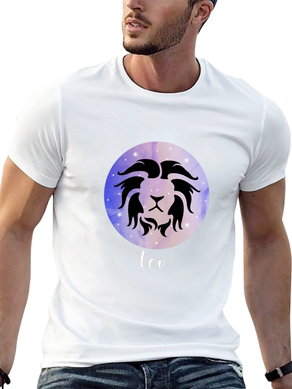 Leo Zodiac Sign T-Shirt - Celestial Black Tee