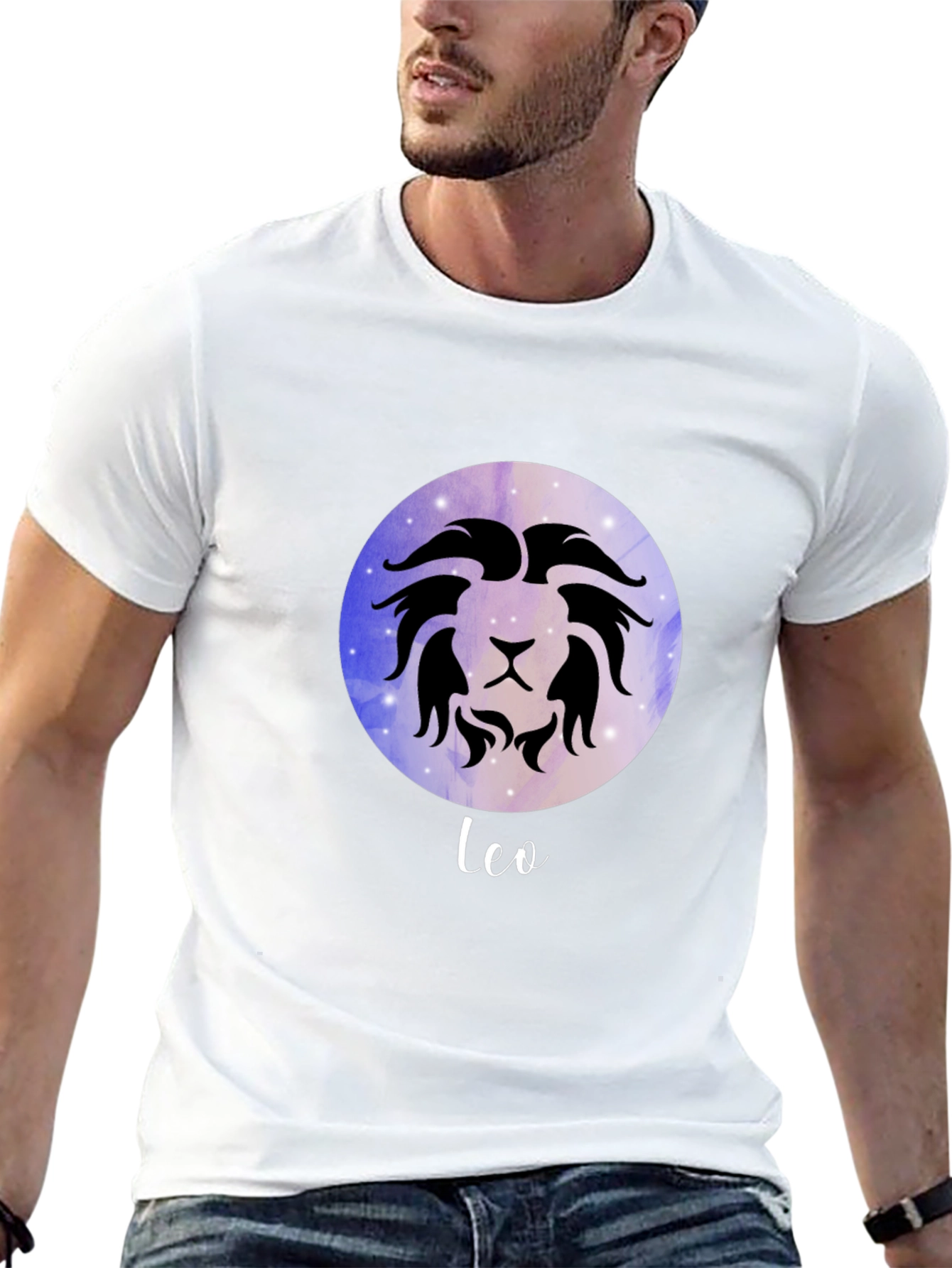 Leo Zodiac Sign T-Shirt - Celestial Black Tee