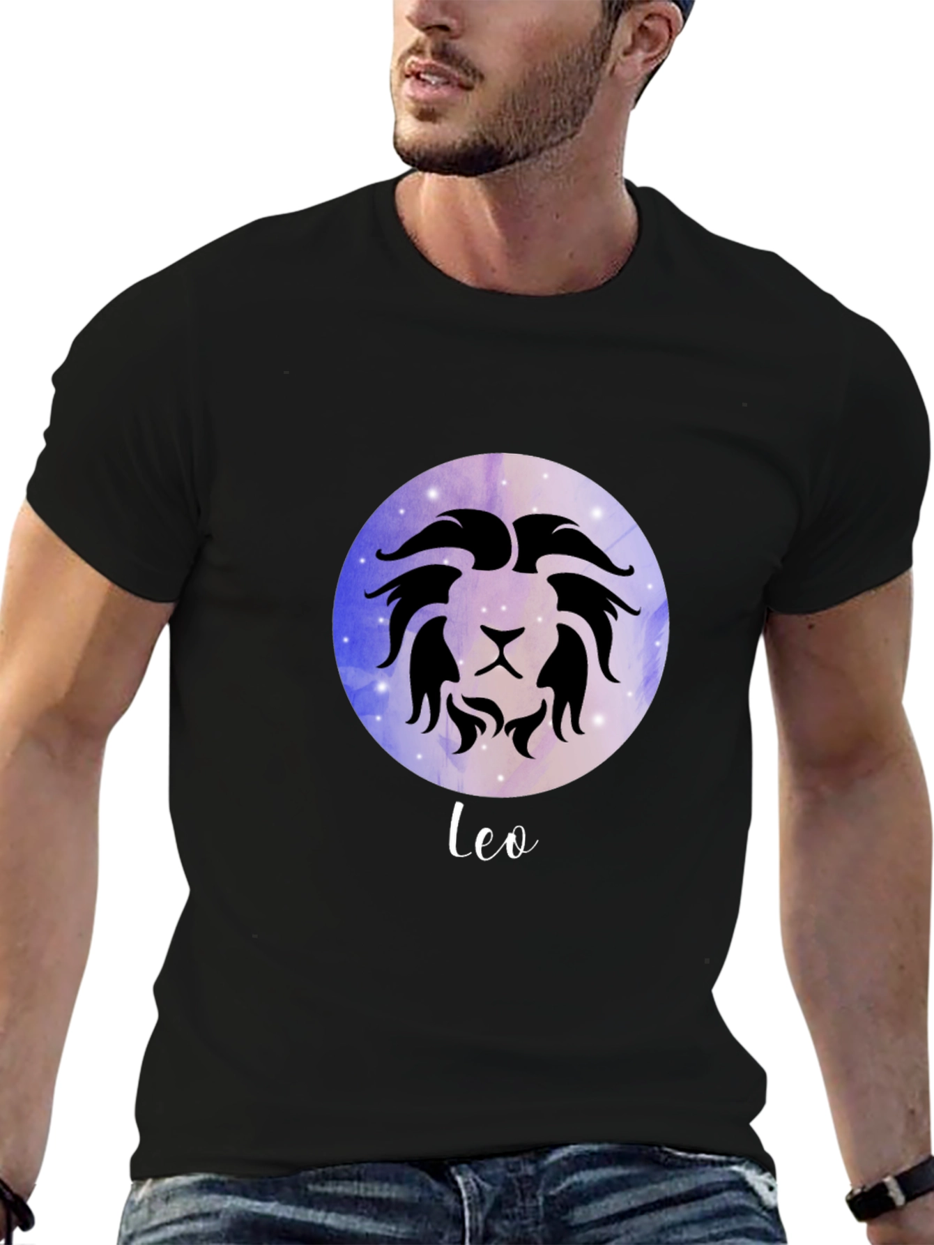 Leo Zodiac Sign T-Shirt - Celestial Black Tee