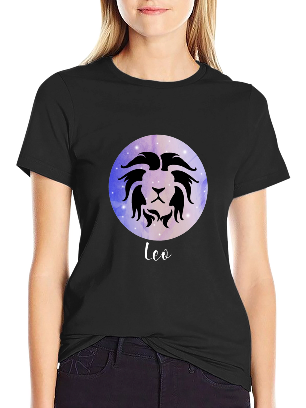Leo Zodiac Sign T-Shirt - Celestial Black Tee