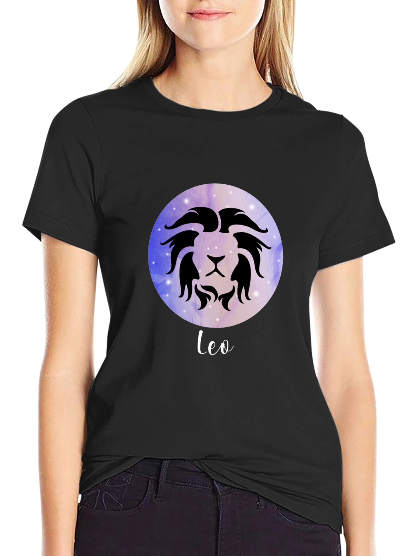 Leo Zodiac Sign T-Shirt - Celestial Black Tee