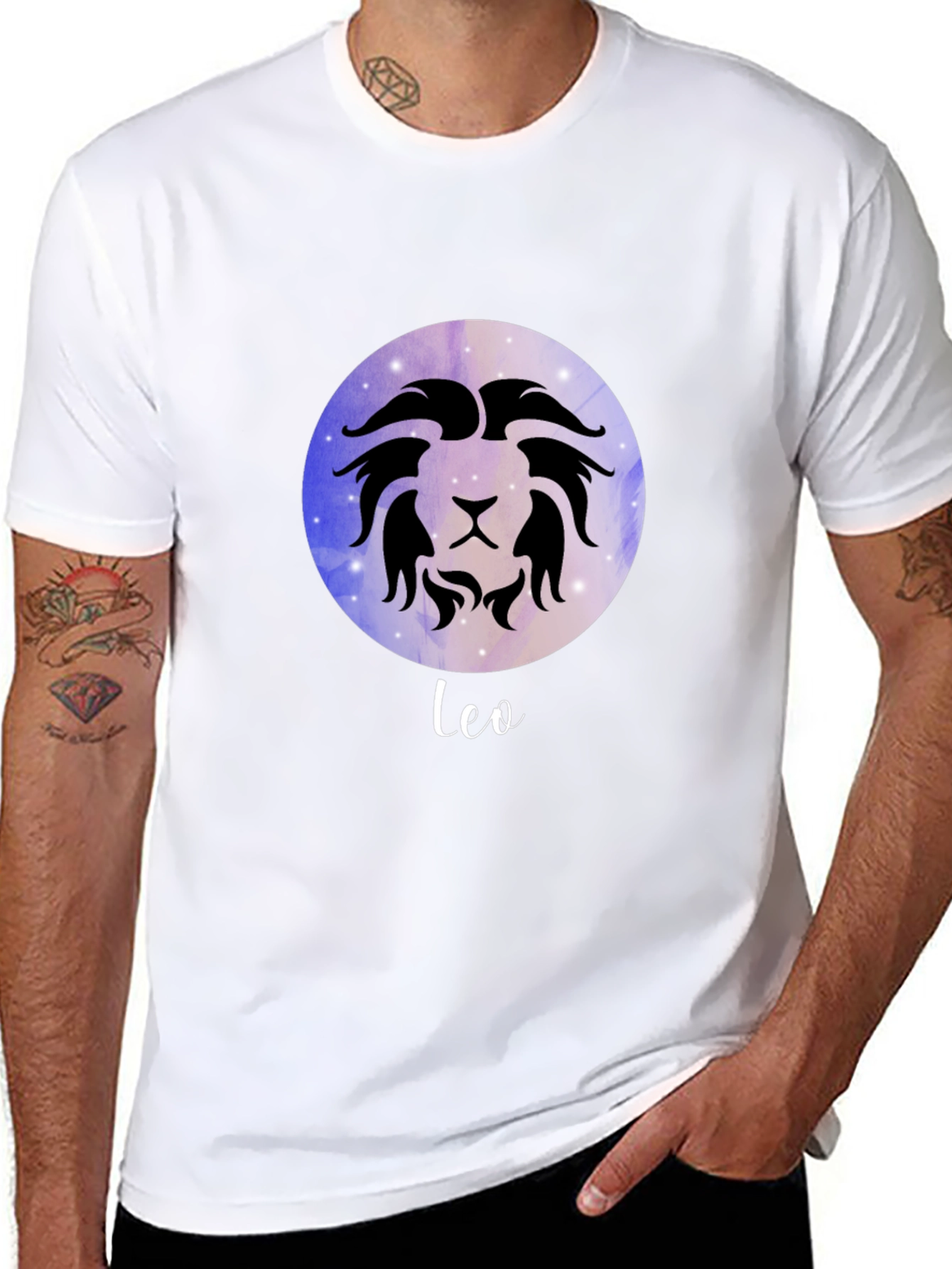 Leo Zodiac Sign T-Shirt - Celestial Black Tee