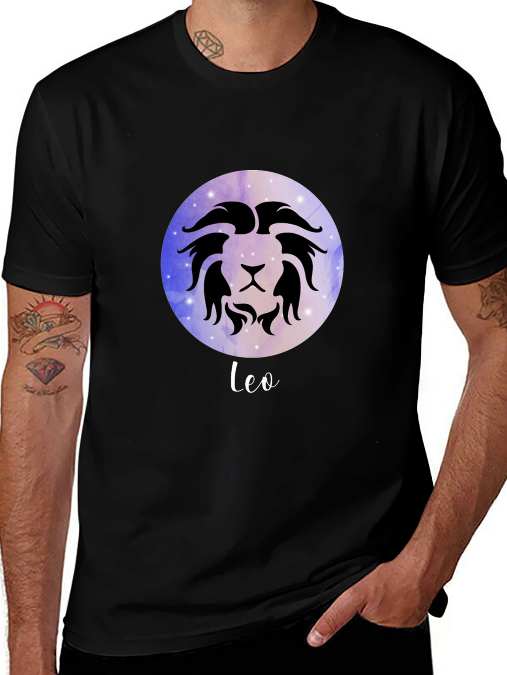 Leo Zodiac Sign T-Shirt - Celestial Black Tee