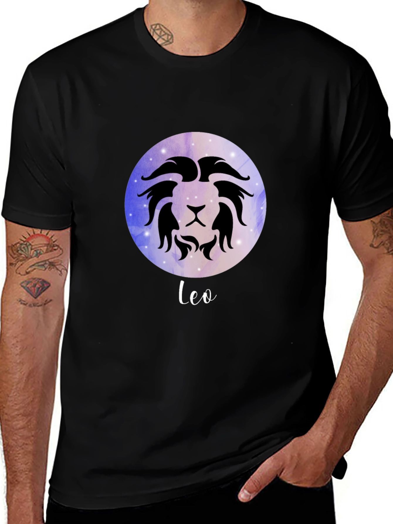 Leo Zodiac Sign T-Shirt - Celestial Black Tee