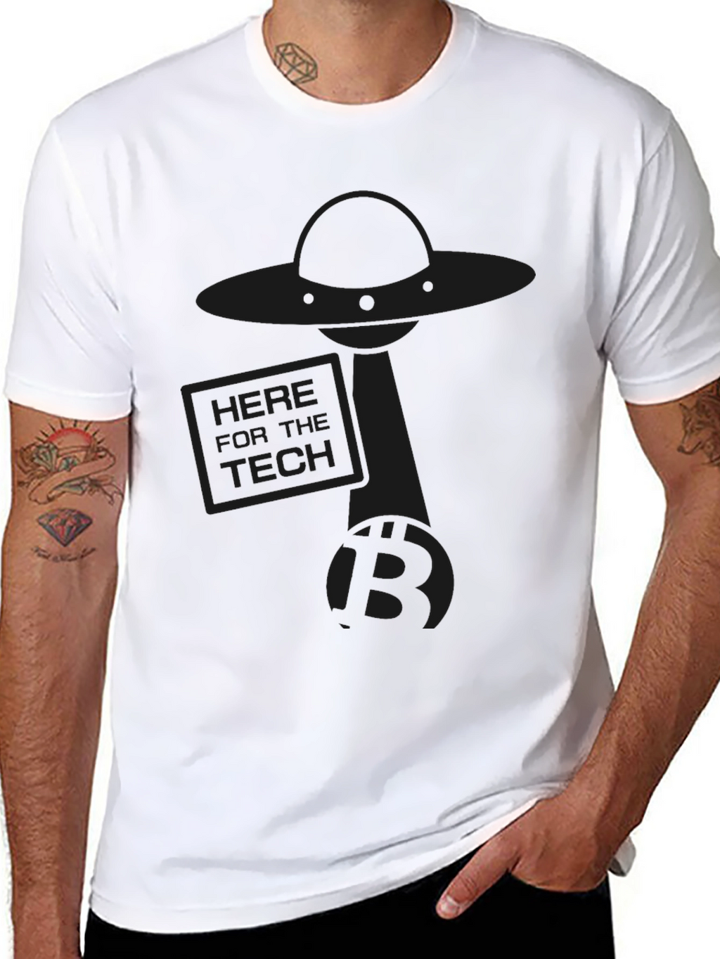 Here for the Tech Black T-Shirt